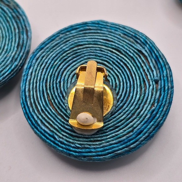 Large‎ Blue Beaded Necklace and Clip On Earrings Statement Womens Jewelry - Picture 7 of 9